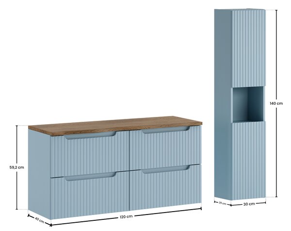 Comad Set kúpeľňového nábytku Nova Denim 120 denim/dub casella
