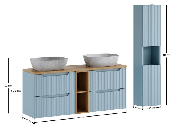 Comad Set kúpeľňového nábytku Nova Denim 140 denim/dub evoke