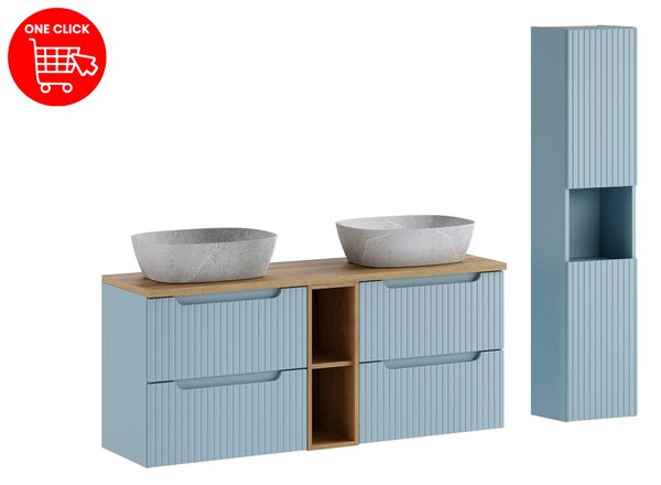 Comad Set kúpeľňového nábytku Nova Denim 140 denim/dub evoke