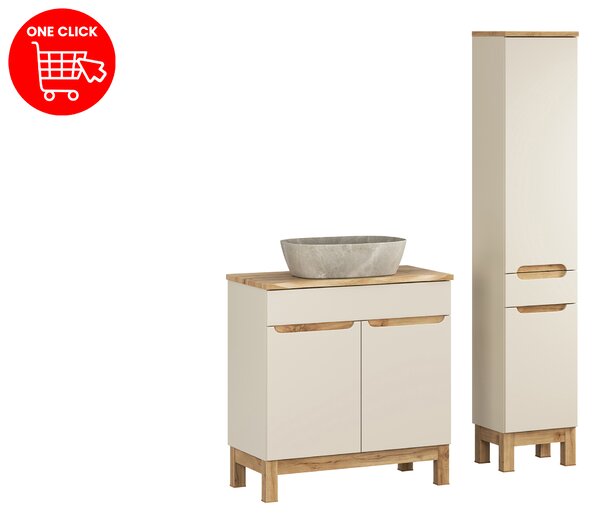 Comad Set kúpeľňového nábytku Bali Cashmere 80 kašmír/dub wotan