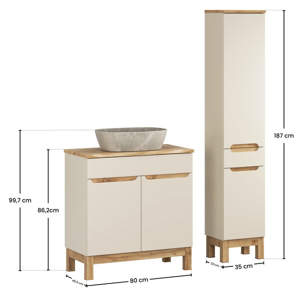 Comad Set kúpeľňového nábytku Bali Cashmere 80 kašmír/dub wotan
