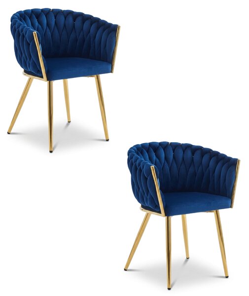 Zamatové jedálenské kreslo ORION VELVET so zlatými nohami, tmavomodré