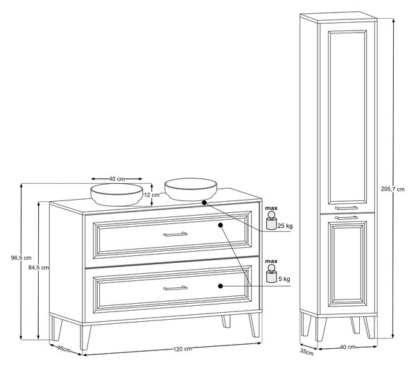 Comad Set kúpeľňového nábytku Dorothy Ristretto 120 dub ristretto