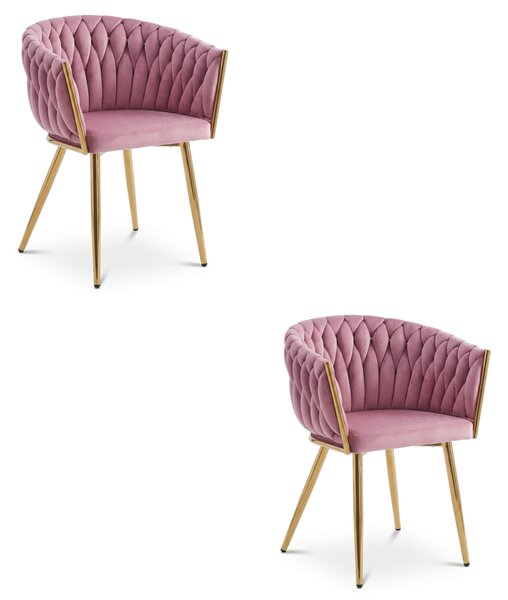 Zamatové jedálenské kreslo ORION VELVET so zlatými nohami, ružové