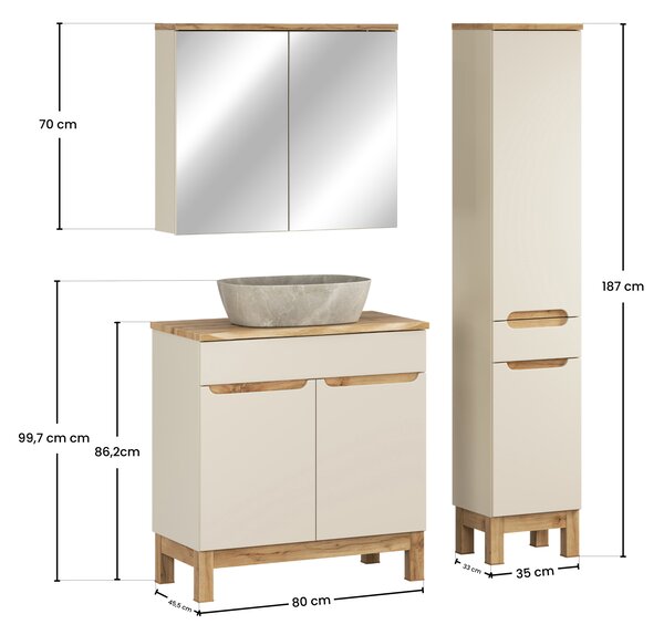 Comad Set kúpeľňového nábytku Bali Cashmere 80 kašmír/dub wotan