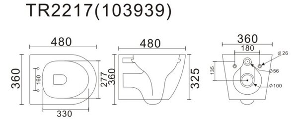 UPTrend Závesný WC komplet bez okraja AMARO VORTEX TR2217R‑U30 vrátane Soft-Close sedadla, iron red mat