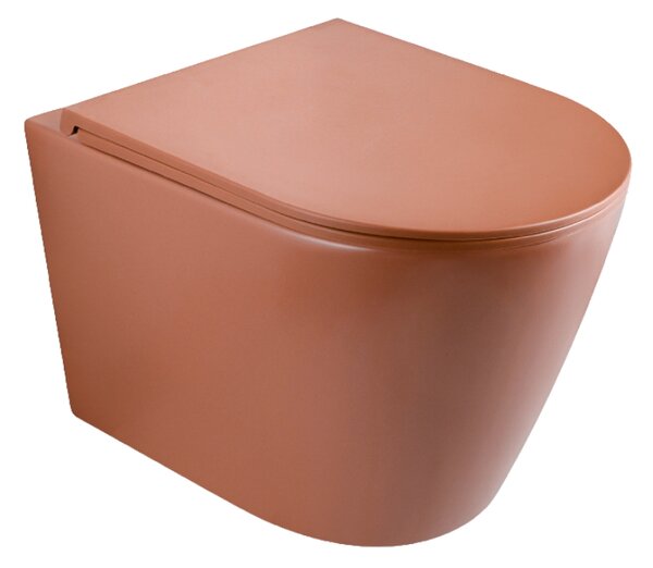 UPTrend Závesný WC komplet bez okraja AMARO VORTEX TR2217R‑U30 vrátane Soft-Close sedadla, iron red mat