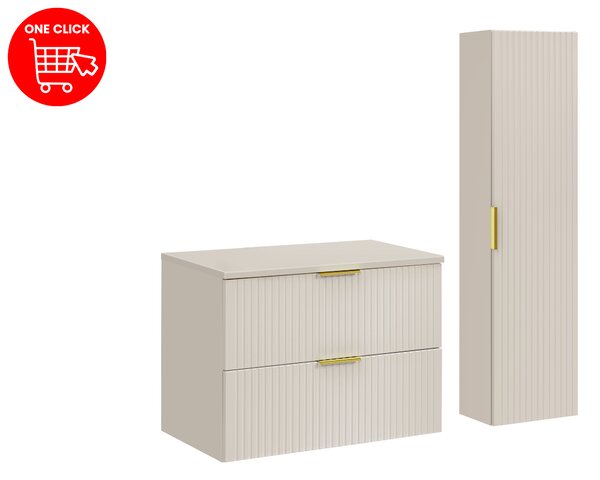 Comad Set kúpeľňového nábytku Adel Cashmere 80 kašmír mat s vysokou skrinkou