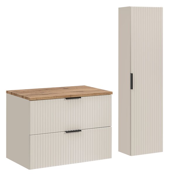 Comad Set kúpeľňového nábytku Adel Cashmere 80 dub wotan/kašmír mat