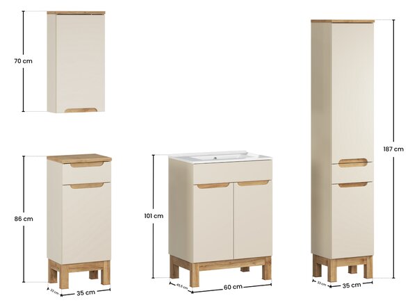 Comad Set kúpeľňového nábytku Bali Cashmere 60 kašmír mat