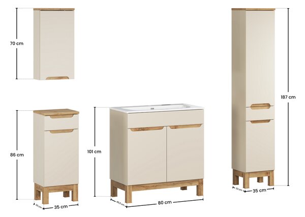 Comad Set kúpeľňového nábytku Bali Cashmere 80 kašmír mat