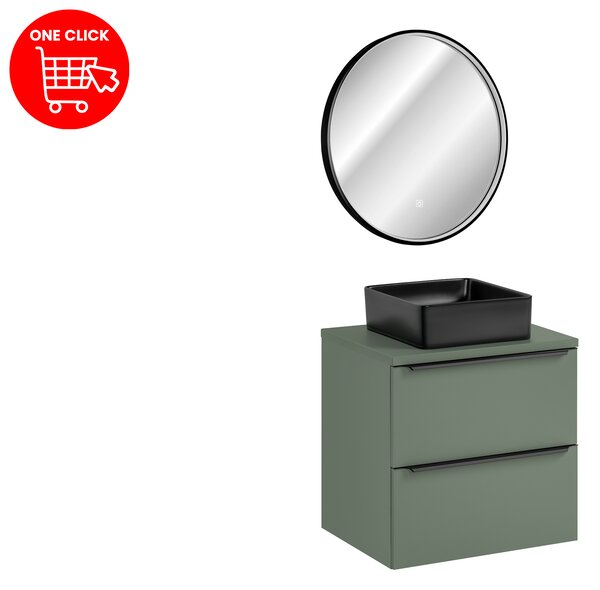Comad Set kúpeľňového nábytku Sombra Green 60 rákosovo zelená