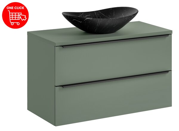 Comad Set kúpeľňového nábytku Sombra Green 100 rákosovo zelená s umývadlom so zásuvkami