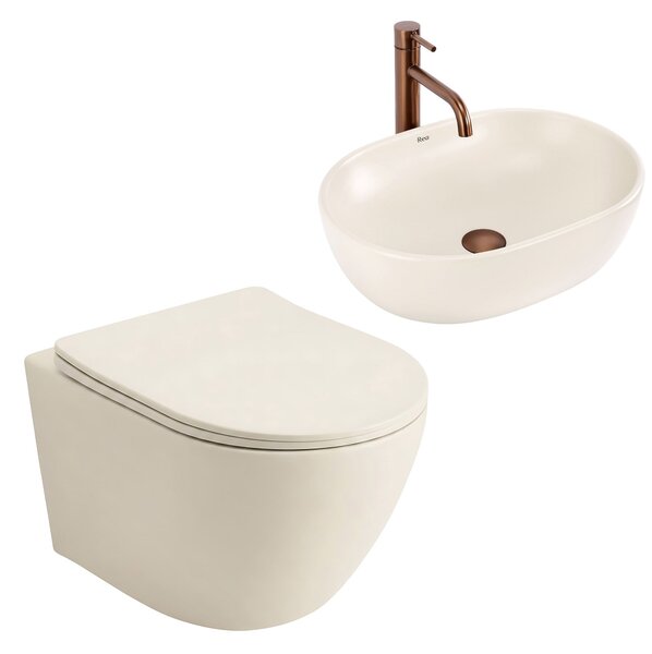 Set Závesné WC Focus + Umývadlo na Dosku Rea Focus Creme