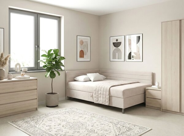 Čalúnená posteľ s roštom a matracom Elia, 90x200 cm