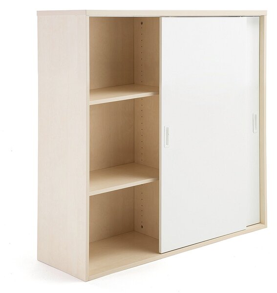 Kancelárska skriňa s posuvnými dverami MODULUS XL, 1200x1200 mm, breza / biela