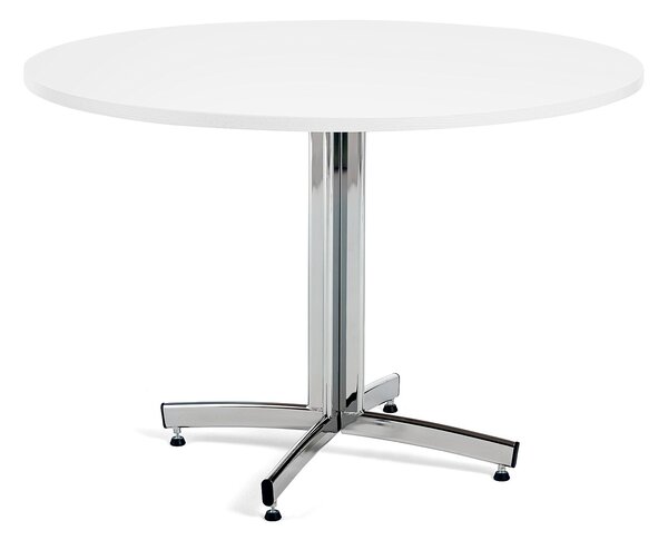 Okrúhly jedálenský stôl SANNA, Ø 1100 x V 720 mm, biela / chróm