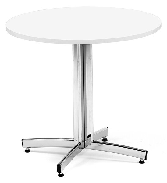 Okrúhly jedálenský stôl SANNA, Ø 900 x V 720 mm, biela / chróm