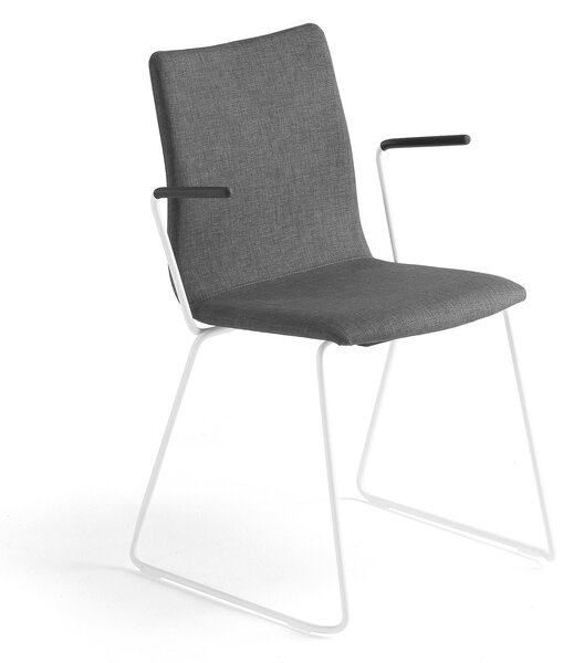 Konferenčná stolička OTTAWA, s kĺzavou základňou a opierkami rúk, šedá