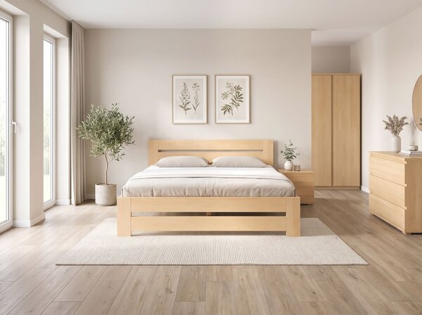 Manželská posteľ s roštami Berni, 160x200, 180x200, masív buk