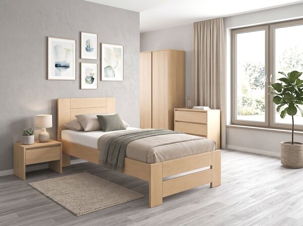Drevná posteľ s roštom Jirka, 80x200, 90x200, masív buk