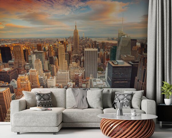 Tapety Letecký pohľad na západ slnka v New Yorku, Fototapety mestá, u80529 : Uwalls.sk