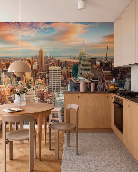 Tapety Letecký pohľad na západ slnka v New Yorku, Fototapety mestá, u80529 : Uwalls.sk