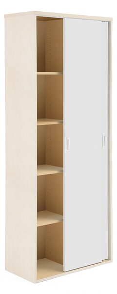 Kancelárska skriňa s posuvnými dverami MODULUS, 2000x800 mm, breza / biela
