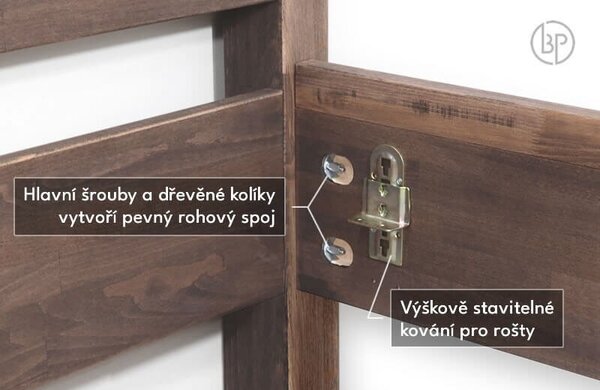 Zvýšená posteľ dvojlôžko z masívu CONSTANTA, masív buk