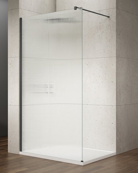 Gelco, VARIO BLACK jednodielna sprchová zástena na inštaláciu k stene, sklo nordic, 700 mm, GX1570-06