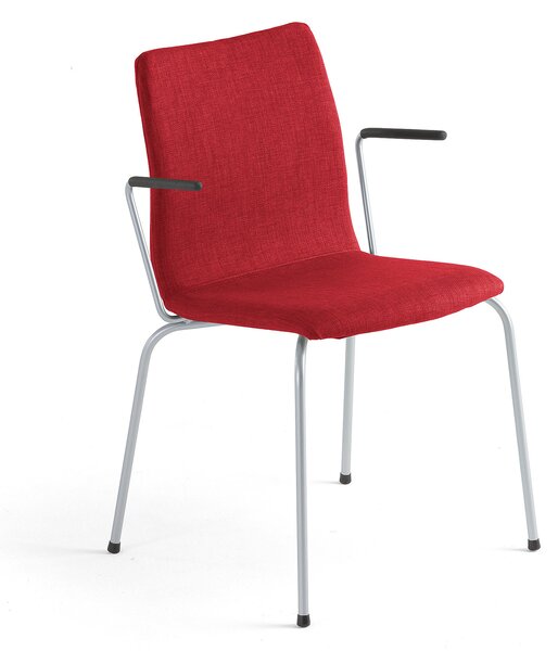 Konferenčná stolička OTTAWA, s opierkami rúk, červená tkanina, šedá
