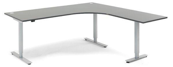 Výškovo nastaviteľný stôl FLEXUS, rohový, 2000x2000 mm, šedá