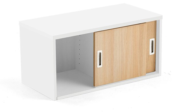 Kancelárska skriňa s posuvnými dverami MODULUS, 400x800 mm, biela / dub
