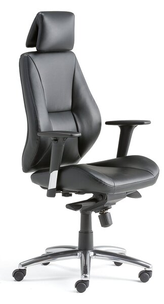Kancelárska stolička STIRLING, vysoké operadlo, čierna koža