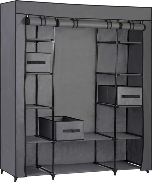 Massido 680010, veľká textilná skriňa so zásuvkami, 45 x 135 x 170 cm, tmavošedá