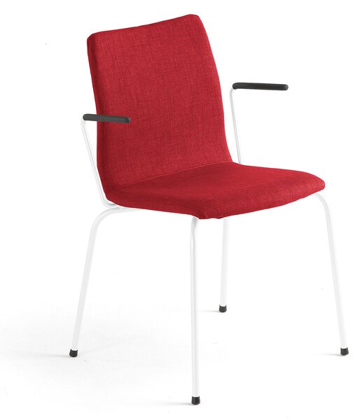 Konferenčná stolička OTTAWA, s opierkami rúk, červená tkanina, biela