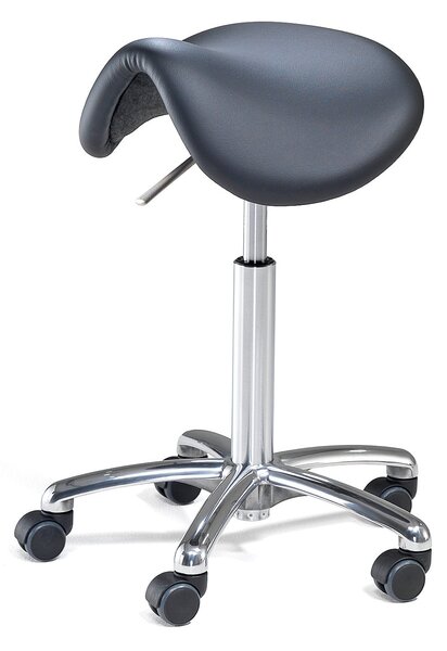 Sedlová kancelárska stolička DERBY FLEX, umelá koža, čierna