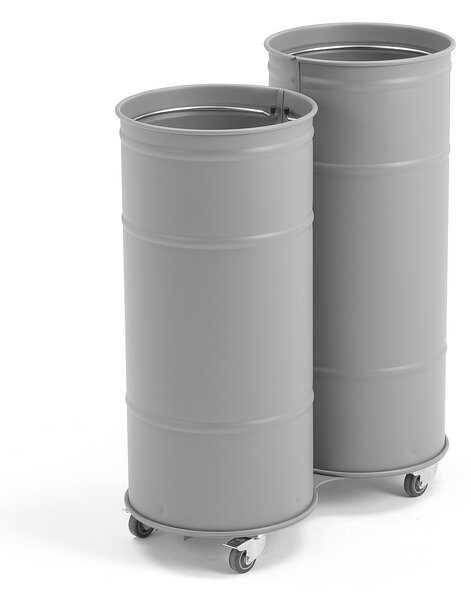 Odpadkový kôš na triedenie odpadu BROOKLYN, dvojitý, šedý