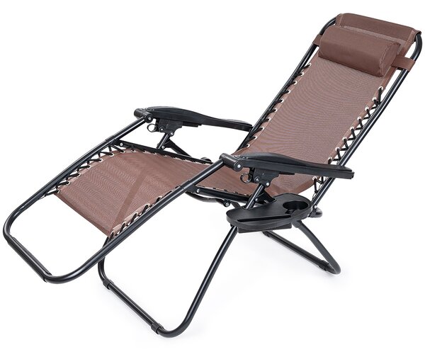 4Home Záhradné plážové polohovacie kreslo Relax, hnedá