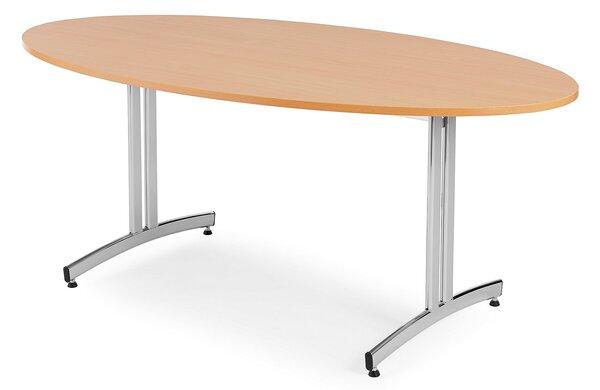 Jedálenský stôl SANNA, oválny, 1800x1000 mm, buk / chróm