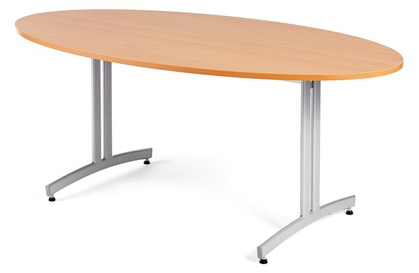 Jedálenský stôl SANNA, oválny, 1800x1000 mm, buk / šedá