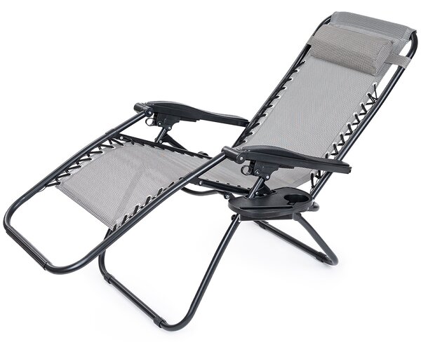 4Home Záhradné plážové polohovacie kreslo Relax, sivá