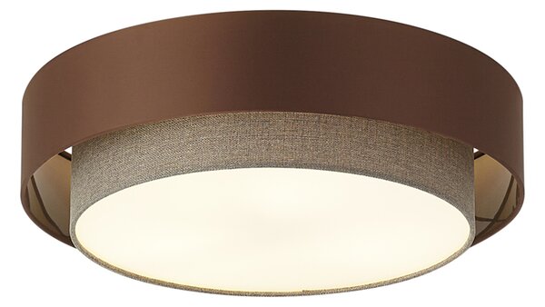 Moderné stropné svietidlo tmavý bronz s farbou taupe 50cm 3-svetlá - Drum Duo