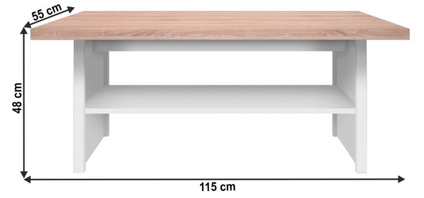 KONDELA Konferenčný stolík 115, biela/dub sonoma, TOPTY TYP 18