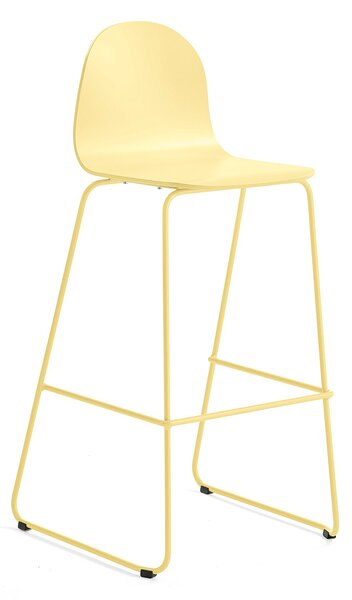 Barová stolička GANDER, s klzákmi, výška sedu 790 mm, lakovaná, horčicová