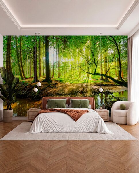 Tapety Lesný potok na slnku, Fototapety s prírodnými motívmi, u93621 : Uwalls.sk