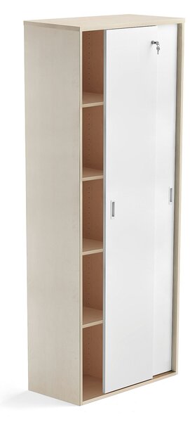 Kancelárska skriňa s posuvnými dverami MODULUS, 2000x800 mm, breza, biela