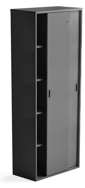 Kancelárska skriňa s posuvnými dverami MODULUS, 2000x800 mm, čierna