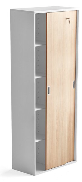 Kancelárska skriňa s posuvnými dverami MODULUS, 2000x800 mm, biela, dub