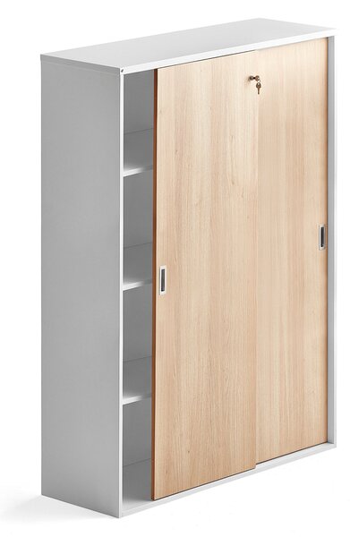 Kancelárska skriňa s posuvnými dverami MODULUS XL, 1600x1200 mm, biela, dub